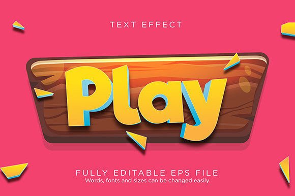 Play Button Game UI Text Effect Font